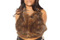 ZIA Faux fur open back lace up top